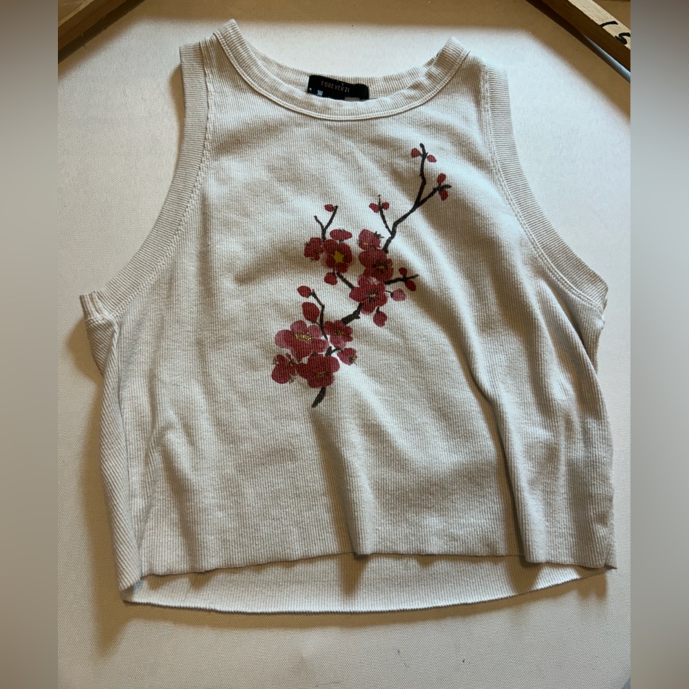 Forever 21 Cherry Blossom halter tank Top